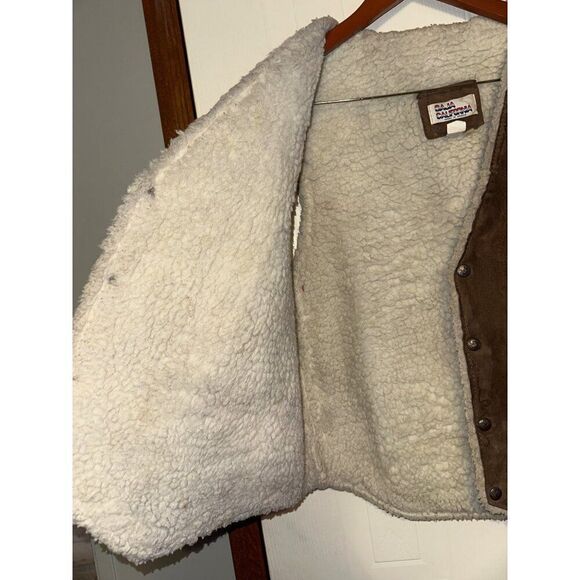 BAJA California Vintage Leather Sherpa Lined Vest  Size XL - Picture 7 of 12